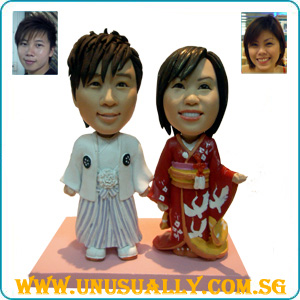 Custom 3D Caricature Couple Clay Figurine Dress In Kimono